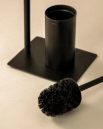 Cosmic Toilet Roll Holder With  Toilet Brush, Freestanding, Matt Black, Essentials Collection - thumbnail 2