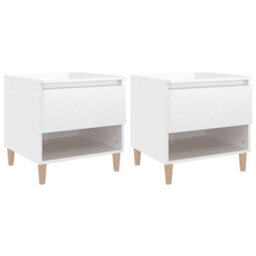 Berkfield Bedside Tables 2 Pcs High Gloss White 50X46X50 Engineered Wood - thumbnail 2