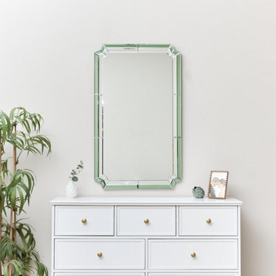 Melody Maison Rectangle Green Glass Art Deco Wall Mirror 60Cm X 100Cm - image 1
