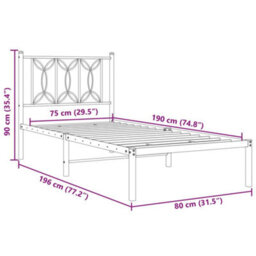 Berkfield Metal Bed Frame Without Mattress With Headboard White 75X190Cm - thumbnail 8