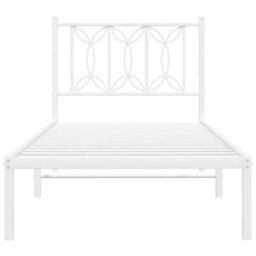 Berkfield Metal Bed Frame Without Mattress With Headboard White 75X190Cm - thumbnail 4