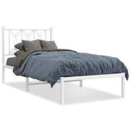 Berkfield Metal Bed Frame Without Mattress With Headboard White 75X190Cm - thumbnail 2