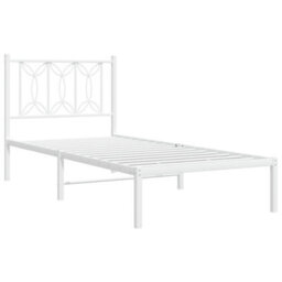 Berkfield Metal Bed Frame Without Mattress With Headboard White 75X190Cm - thumbnail 3