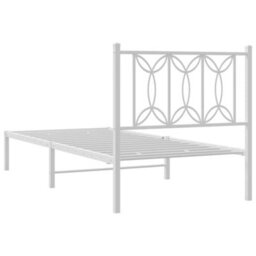 Berkfield Metal Bed Frame Without Mattress With Headboard White 75X190Cm - thumbnail 6