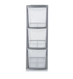 Thumbs Up Silver Plastic 3 Drawer Tower Storage Unit Medium A5 Stationery Filing 47.5Cm