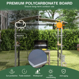 Gainoom 248 X 150 Cm Black Hardtop Grill Gazebo W/ Vented Polycarbonate Roof - thumbnail 8