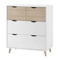 Wyld Haus Skerries 4-Drawer Chest In Matt White With Natural Oak Panels - thumbnail 2