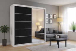 Sliding Wardrobe Talin Iii 180Cm Black Artisan Oak Finish With Mirror Sonoma - thumbnail 3