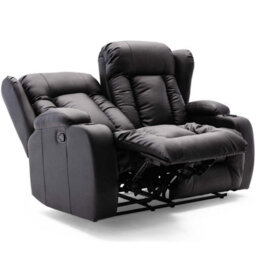 More4Homes Caesar Manual Recliner Bonded Leather 1+2+3 Seater Sofa Set (Black) - thumbnail 5