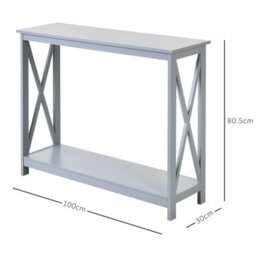 Wyld Haus Reluba Grey X-Frame Console Table L100 X D30 X H80.5Cm With Bottom Shelf For Hallway And Entryway - thumbnail 3