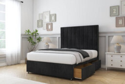 "Comfort Tokyo Black Naples Divan Bed Base 2 Drawers Same Side - 26"" Strutted  4' Small Double"