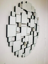 Biznest Modern Round Square Cut Outs Lounge Bathroom Venetian Glitz Accent Mirror 60Cm Mirror Collection Of Biznest Store - thumbnail 2