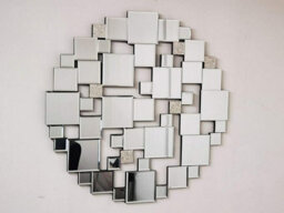 Biznest Modern Round Square Cut Outs Lounge Bathroom Venetian Glitz Accent Mirror 60Cm Mirror Collection Of Biznest Store - thumbnail 1