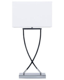 Beliani Silver Metal Table Lamp With White Rectangular Shade, 62Cm - thumbnail 2