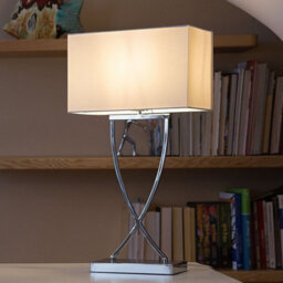 Beliani Silver Metal Table Lamp With White Rectangular Shade, 62Cm - thumbnail 1