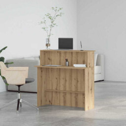 Berkfield Durable Reception Desk Artisan Oak 100X50X103.5 Cm Engineered Wood - thumbnail 2