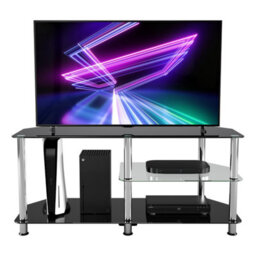 "Avf Classic 1.14M Glass Corner Tv Stand With Vertical Storage For Tvs Up To 55"" - Black & Chrome" - thumbnail 4