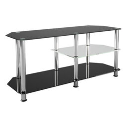 "Avf Classic 1.14M Glass Corner Tv Stand With Vertical Storage For Tvs Up To 55"" - Black & Chrome"