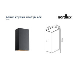 Nordlux Rold Outdoor Metal Wall Light Weatherproof Black,mains Led - thumbnail 3