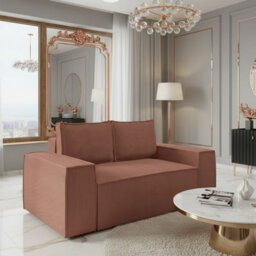 Malaga Small Mdf Sofa Bed With Sleeping Function Dl Fold Out Seat Storage Compartment 188X94X104Cm Pink Corduroy - thumbnail 1