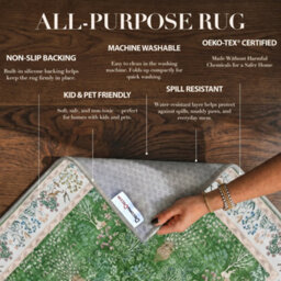 Decoranddecor Area Rugs, Living Room Rugs, Washable Rugs, 160X230Cm, Non-Slip, Pet Friendly, Low Pile, Persian Rug - Elara - thumbnail 8