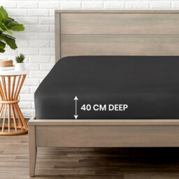 "Ameha Fitted Sheet 40Cm Extra Deep Pocket Bedsheets Elastic Corners Soft Microfiber Fitted Sheet 16"" Charcoal (Single, 91X 190Cm)" - thumbnail 2