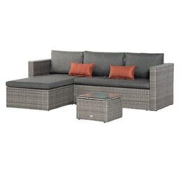 Evre Grey Malibu Rattan 3 Seater Outdoor Patio Garden Furniture Set With Cover Corner Sofa Coffee Table - Inc Weekend Delivery - thumbnail 4