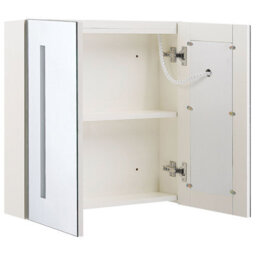 Beliani Bathroom Mirror Cabinet 60 X 60 Cm Silver With Built-In Led Lighting - thumbnail 4