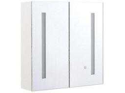Beliani Bathroom Mirror Cabinet 60 X 60 Cm Silver With Built-In Led Lighting - thumbnail 3