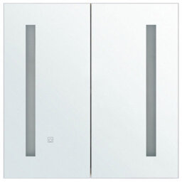 Beliani Bathroom Mirror Cabinet 60 X 60 Cm Silver With Built-In Led Lighting - thumbnail 2