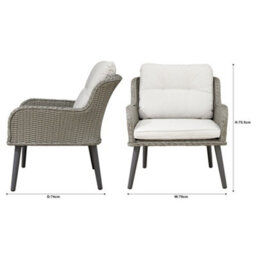 Loops Set Of 2 Grey Rattan Garden Dining Armchairs With Cushions For Outdoor Use - thumbnail 6