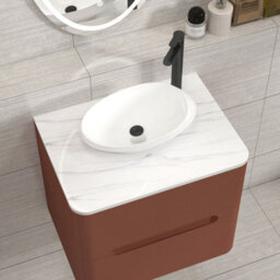 Royal Bathrooms Venice 600mm Terracotta Clay Wall Mounted Bathroom Countertop Vanity Unit 2 Drawer With Nova Basin - thumbnail 6