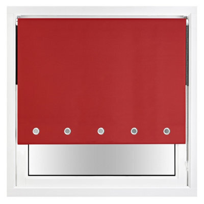 Furnished Thermal Blackout Roller Blinds With Round Eyelets & Metal Fittings - Red (W)50Cm (L)165Cm