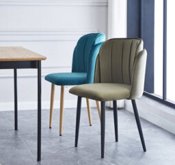 Nordlys Set Of 2 Metal And Khaki Green Fabric Dining Chairs Vintage Style Dining Room - thumbnail 3