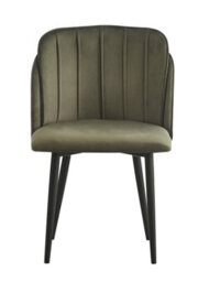 Nordlys Set Of 2 Metal And Khaki Green Fabric Dining Chairs Vintage Style Dining Room - thumbnail 4