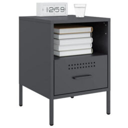 Berkfield Bedside Cabinets 2 Pcs Anthracite 36X39X50.5 Cm Steel - thumbnail 3
