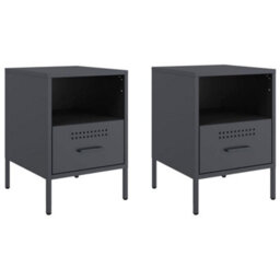Berkfield Bedside Cabinets 2 Pcs Anthracite 36X39X50.5 Cm Steel - thumbnail 2