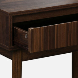 Sweeek - 60Cm Wooden Effect Dresser With A Rounded Mirror And 1 Drawer Linear Walnut 60X35X147.5 Cm - thumbnail 5