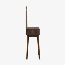 Sweeek - 60Cm Wooden Effect Dresser With A Rounded Mirror And 1 Drawer Linear Walnut 60X35X147.5 Cm - thumbnail 4