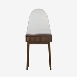 Sweeek - 60Cm Wooden Effect Dresser With A Rounded Mirror And 1 Drawer Linear Walnut 60X35X147.5 Cm - thumbnail 2