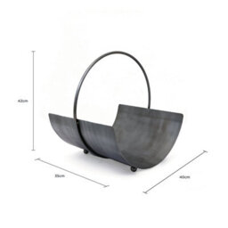 Charles Bentley Jumpier Log Holder Circular Iron Silver Nickel Antique Ball Feet Modern Compact - thumbnail 9