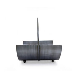 Charles Bentley Jumpier Log Holder Circular Iron Silver Nickel Antique Ball Feet Modern Compact - thumbnail 8