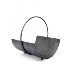 Charles Bentley Jumpier Log Holder Circular Iron Silver Nickel Antique Ball Feet Modern Compact - thumbnail 6