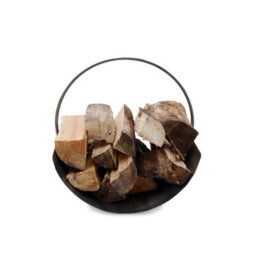 Charles Bentley Jumpier Log Holder Circular Iron Silver Nickel Antique Ball Feet Modern Compact - thumbnail 4