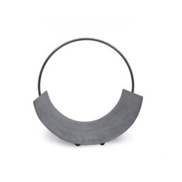 Charles Bentley Jumpier Log Holder Circular Iron Silver Nickel Antique Ball Feet Modern Compact - thumbnail 7