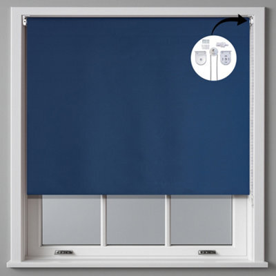 Furnished Made To Measure Blackout Roller Blinds With Metal Fittings - Navy Blue Blind For Home And Office (W)240Cm (L)165Cm