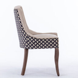 HomeTouch Set Of 6 Beige Fabric Dining Chairs With Nailhead Trim & Wood Legs - thumbnail 7