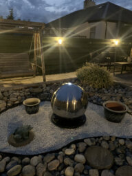 Primrose Stainless Steel Polished Sphere Outdoor Water Feature With Lights And Reservoir 40Cm - thumbnail 9