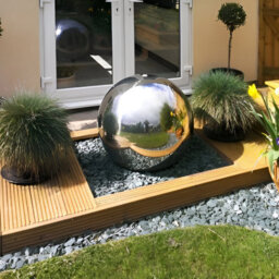 Primrose Stainless Steel Polished Sphere Outdoor Water Feature With Lights And Reservoir 40Cm - thumbnail 8