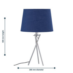 First Choice Lighting Set Of 2 Tripod Table Lamps With Navy Cotton Fabric Shades - thumbnail 8